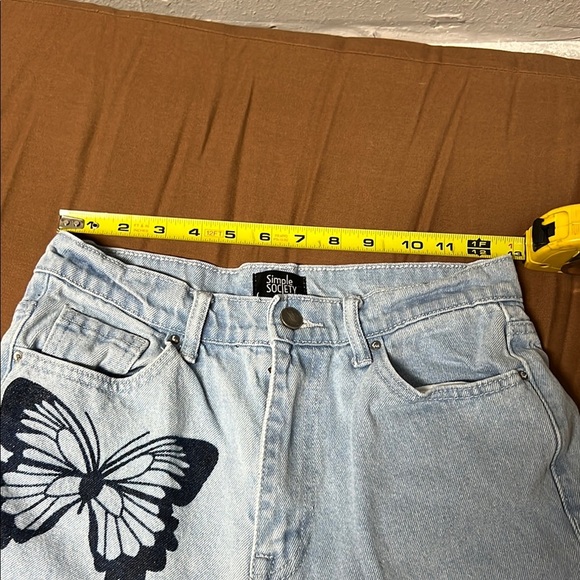 Simply society women Light Blue Jeans with Black Butterfly Design - Picture 2 of 8